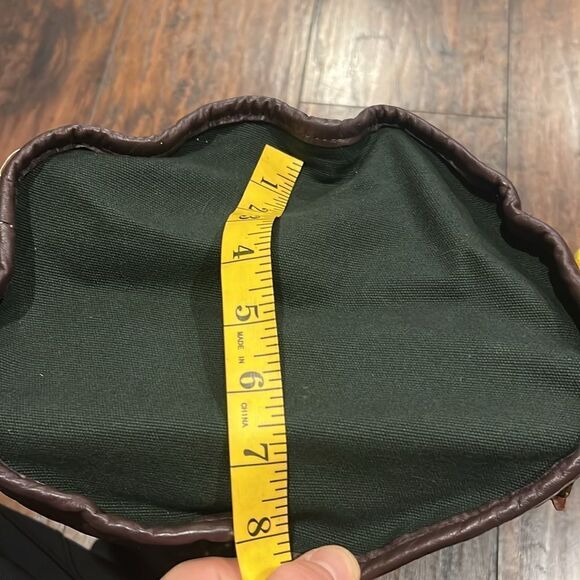 VTG made in USA Canvas Back shoulder bag green canvas brown leather trim EUC - Picture 14 of 16